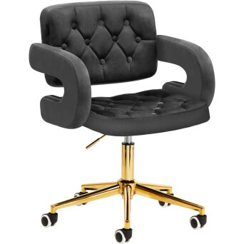 4Rico QS-OF213G Krzesło fryzjerskie aksamitne szare, dostępne w 48h