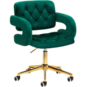 4Rico QS-OF213G Krzesło fryzjerskie aksamitne zielone, dostępne w 48h