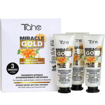 Tahe Miracle Gold Anti-frizz Zabieg przeciw puszeniu się włosów z keratyną 3x25ml